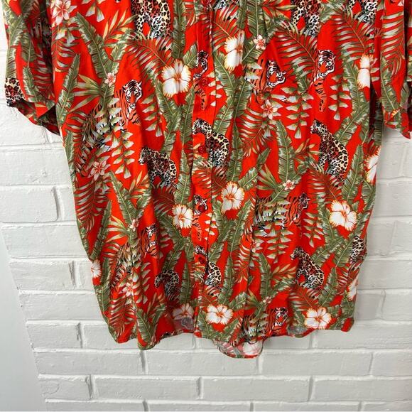 Super Massive Men’s Tiger Leopard Jungle Button Down Hawaiian Shirt Size M - Picture 3 of 7